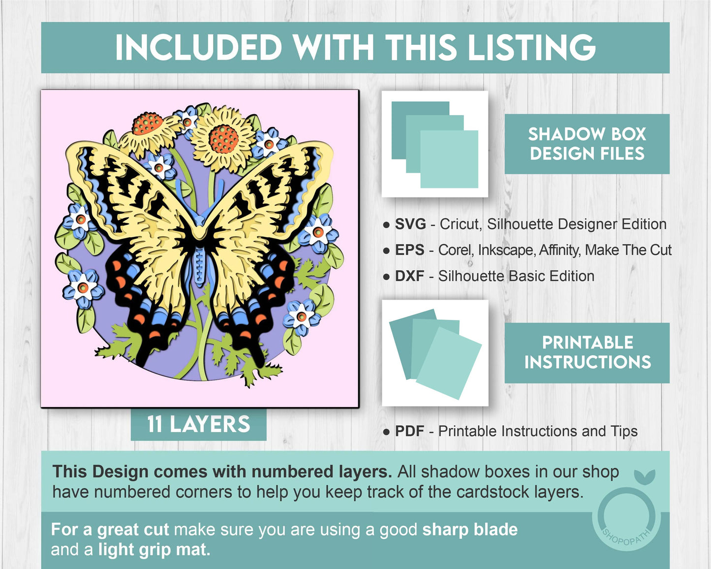 3D Butterfly Shadow Box SVG, Tiger Swallowtail 3D Svg, Layered Corn Marigold SVG, Spring Shadow Box,3D Floral Papercut svg Cricut Silhouette