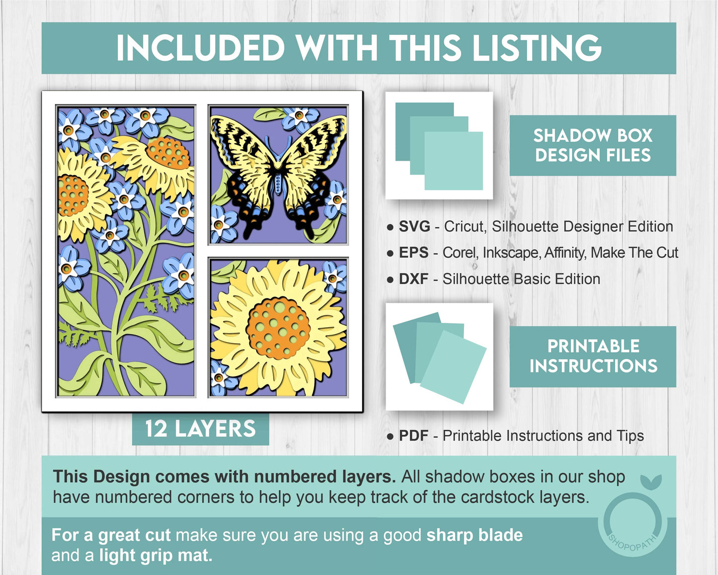 3D Butterfly Shadow Box SVG, Layered Corn Marigold SVG, Spring Shadow Box, Tiger Swallowtail 3D Svg,3D Floral Papercut svg Cricut Silhouette