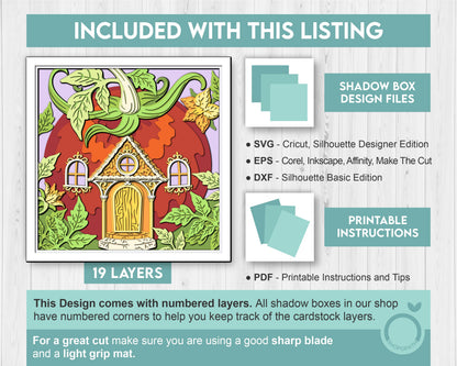 Tomato Fantasy House with Vines - 3D Shadow Box Layered SVG DXF EPS (Cutting Files)