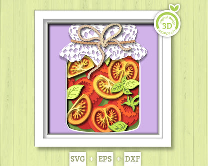 Tomato Sauce in Jar - 3D Shadow Box Layered SVG DXF EPS (Cutting Files)