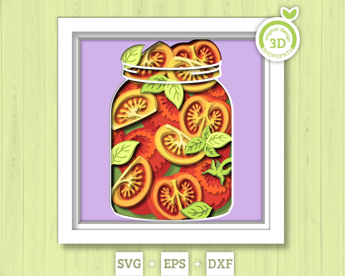 Tomato Sauce in Jar - 3D Shadow Box Layered SVG DXF EPS (Cutting Files)