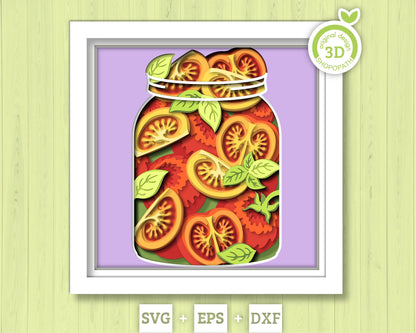 Tomato Sauce in Jar - 3D Shadow Box Layered SVG DXF EPS (Cutting Files)