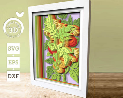 Tomato Plant 8x10 inch - 3D Shadow Box Layered SVG DXF EPS (Cutting Files)