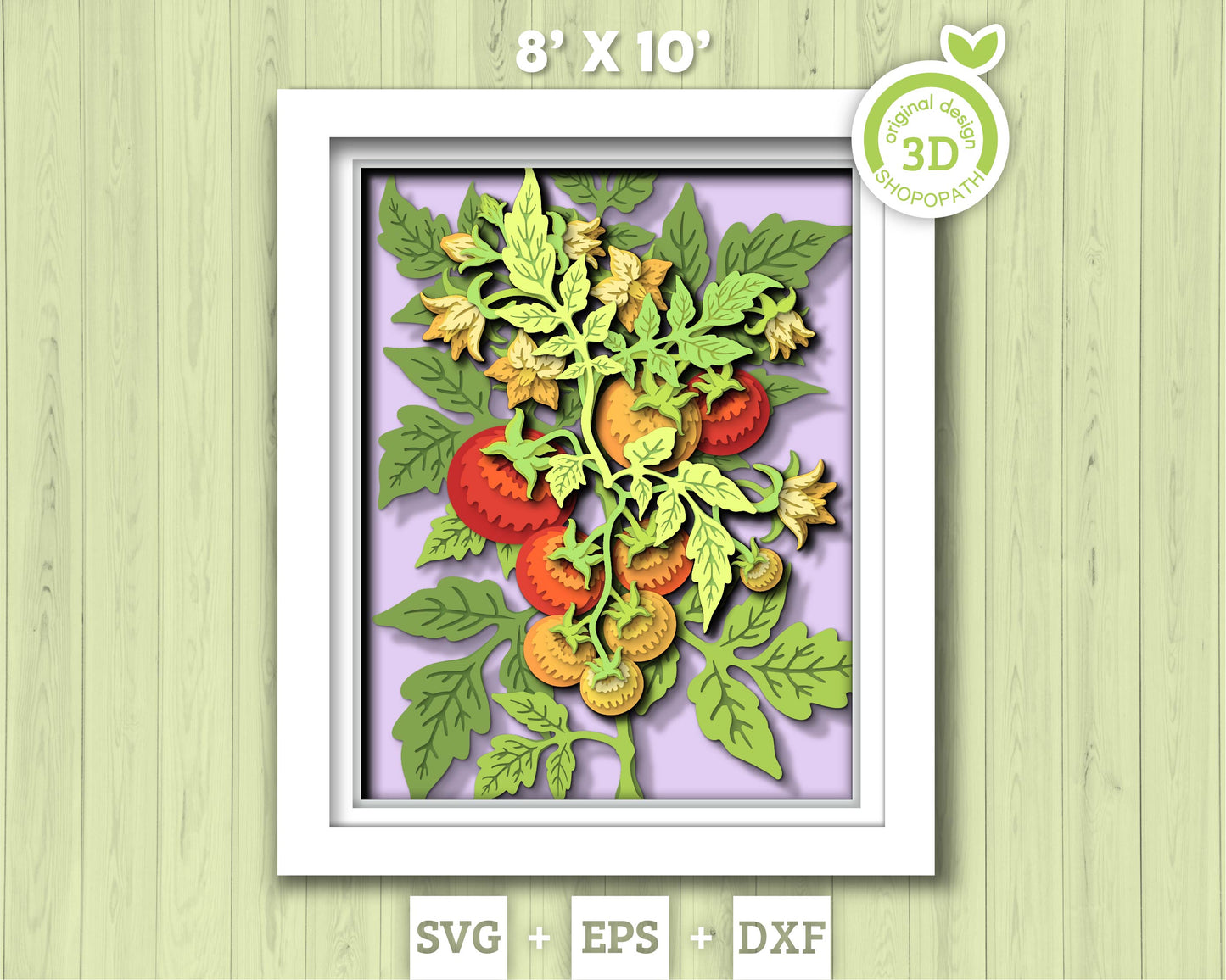 Tomato Plant 8x10 inch - 3D Shadow Box Layered SVG DXF EPS (Cutting Files)