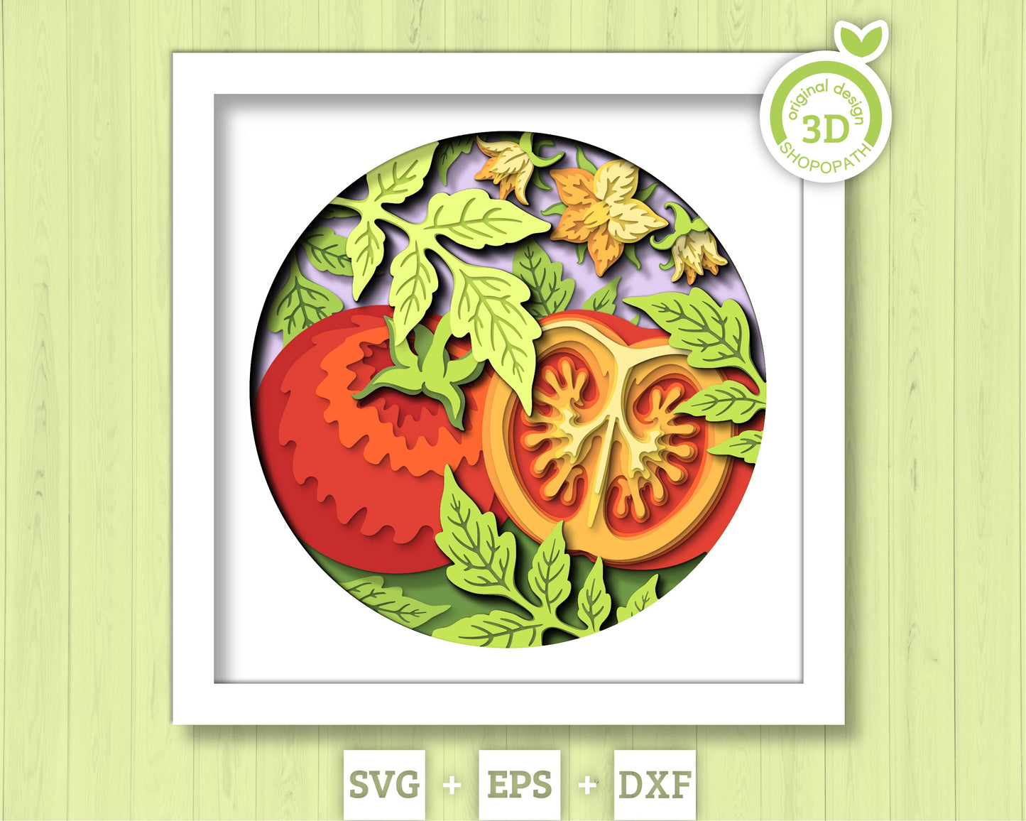 Tomato Plant with Leaves - 3D Shadow Box Layered SVG DXF EPS (Cutting Files)