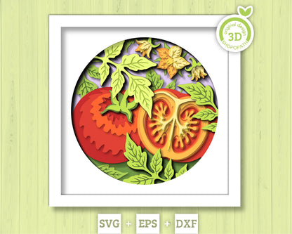 Tomato Plant with Leaves - 3D Shadow Box Layered SVG DXF EPS (Cutting Files)