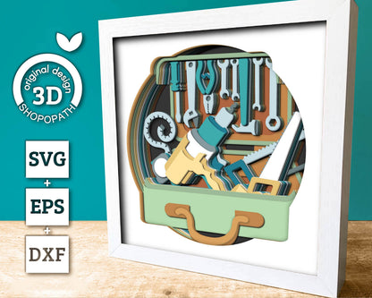 Father's Day Tool Chest - 3D Shadow Box Layered SVG DXF EPS (Cutting Files)