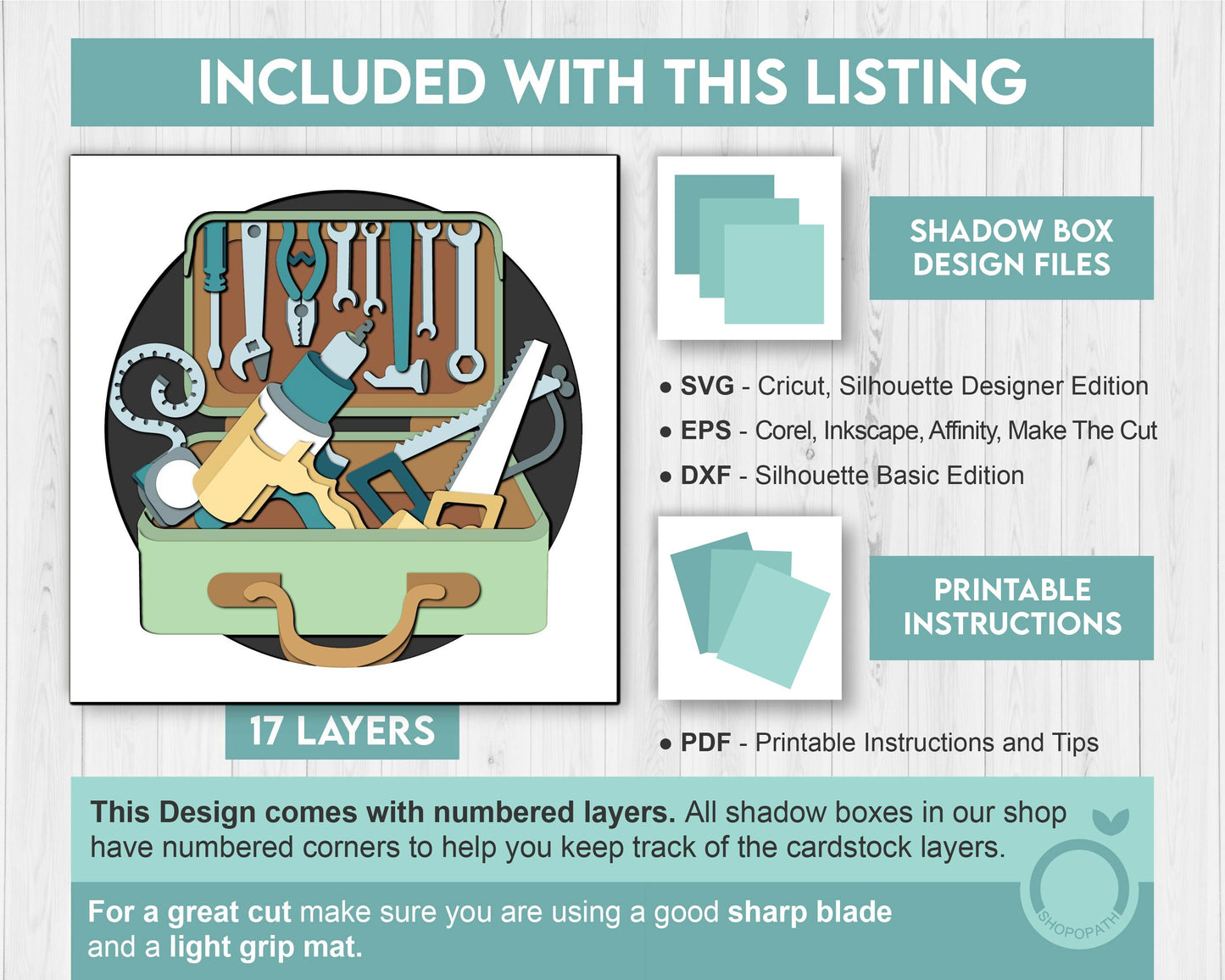 Father's Day Tool Chest - 3D Shadow Box Layered SVG DXF EPS (Cutting Files)