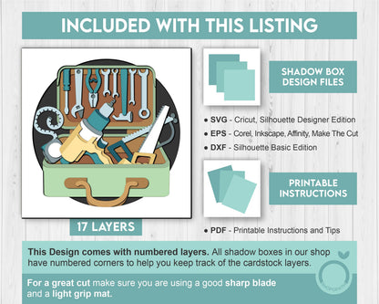 Father's Day Tool Chest - 3D Shadow Box Layered SVG DXF EPS (Cutting Files)