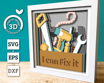 Handyman Toolbox - 3D Shadow Box Layered SVG DXF EPS (Cutting Files)