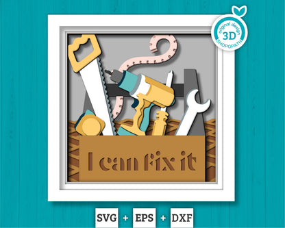 Handyman Toolbox - 3D Shadow Box Layered SVG DXF EPS (Cutting Files)
