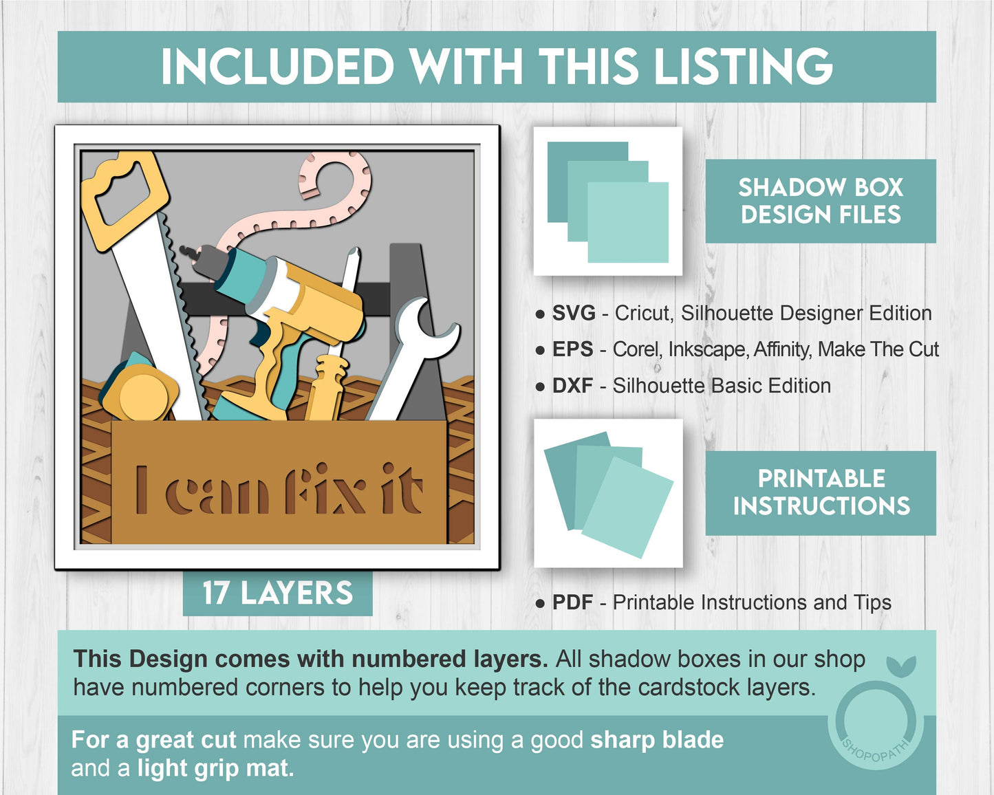 Handyman Toolbox - 3D Shadow Box Layered SVG DXF EPS (Cutting Files)