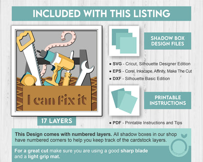 Handyman Toolbox - 3D Shadow Box Layered SVG DXF EPS (Cutting Files)
