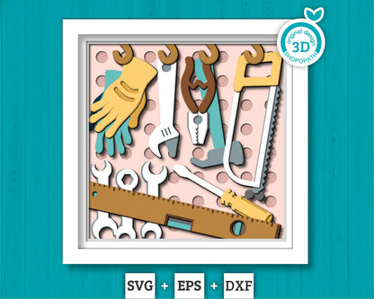 Father's Day Handyman Tools - 3D Shadow Box Layered SVG DXF EPS (Cutting Files)
