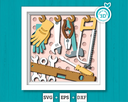 Father's Day Handyman Tools - 3D Shadow Box Layered SVG DXF EPS (Cutting Files)