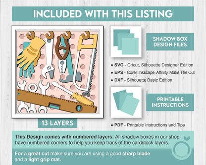 Father's Day Handyman Tools - 3D Shadow Box Layered SVG DXF EPS (Cutting Files)