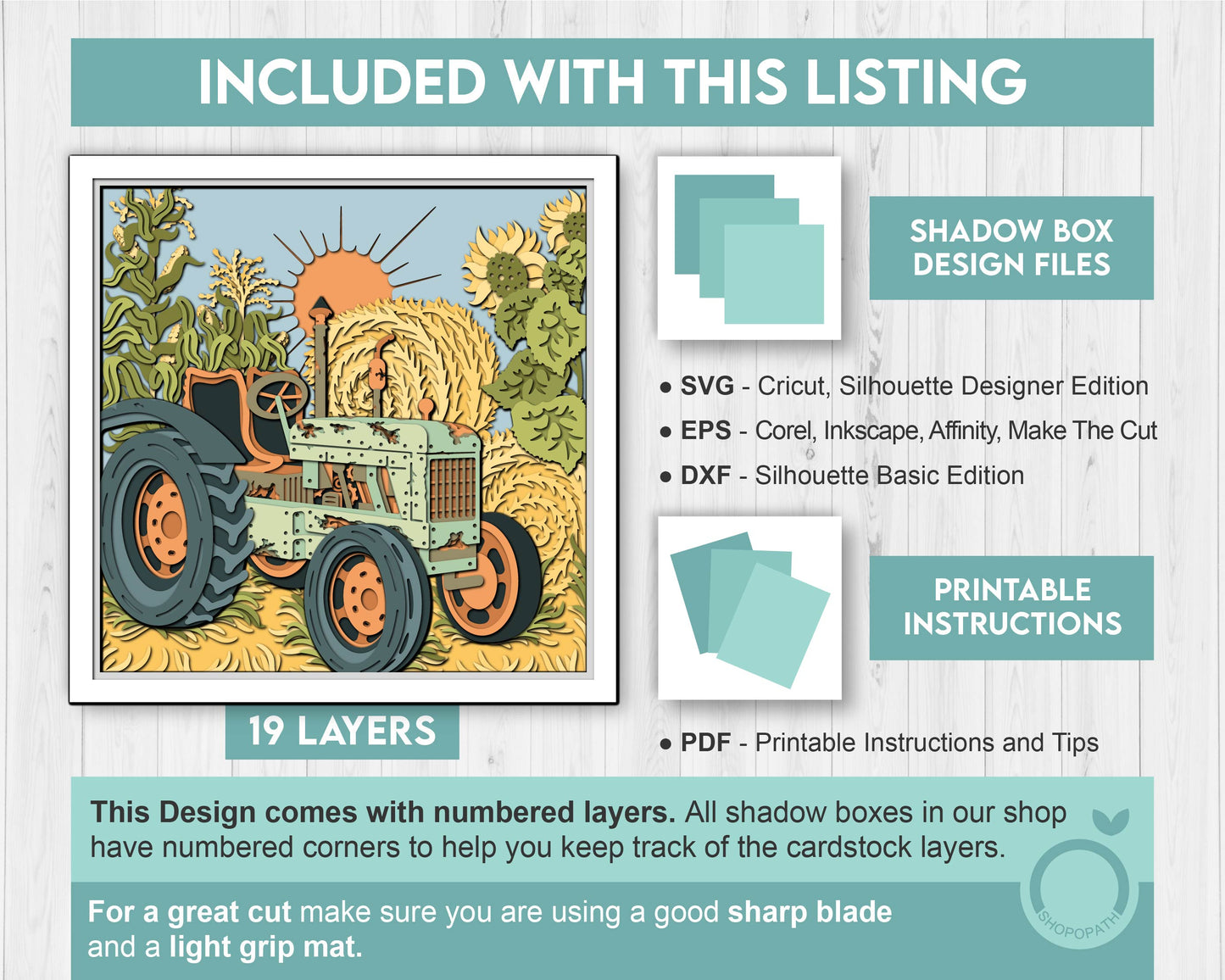 3D SVG Layered Tractor Shadow Box,  Harvest 3D SVG, Fall Shadow Box, Sunflower 3D Svg, Corn 3D Svg Autumn Papercut svg, Cricut Silhouette