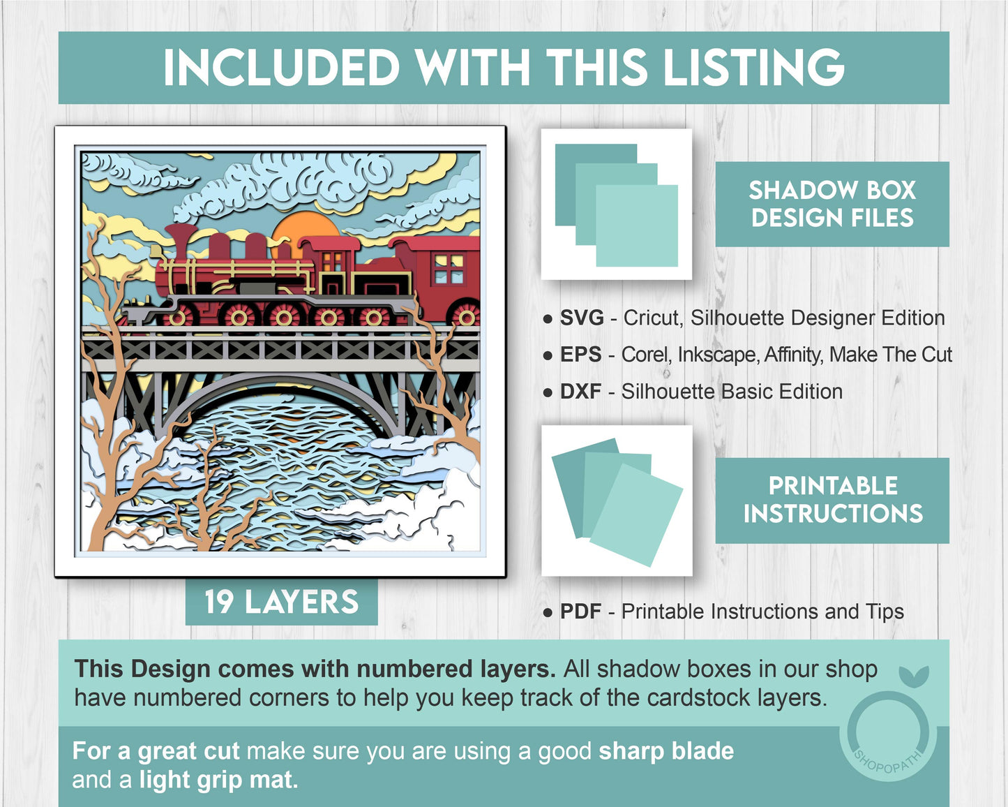 3D SVG Winter Train On Bridge Shadow Box, Train Shadow Box, Layered Winter 3d Svg, Bridge 3D Svg, Winter Shadow Box 3d Svg Cricut Silhouette