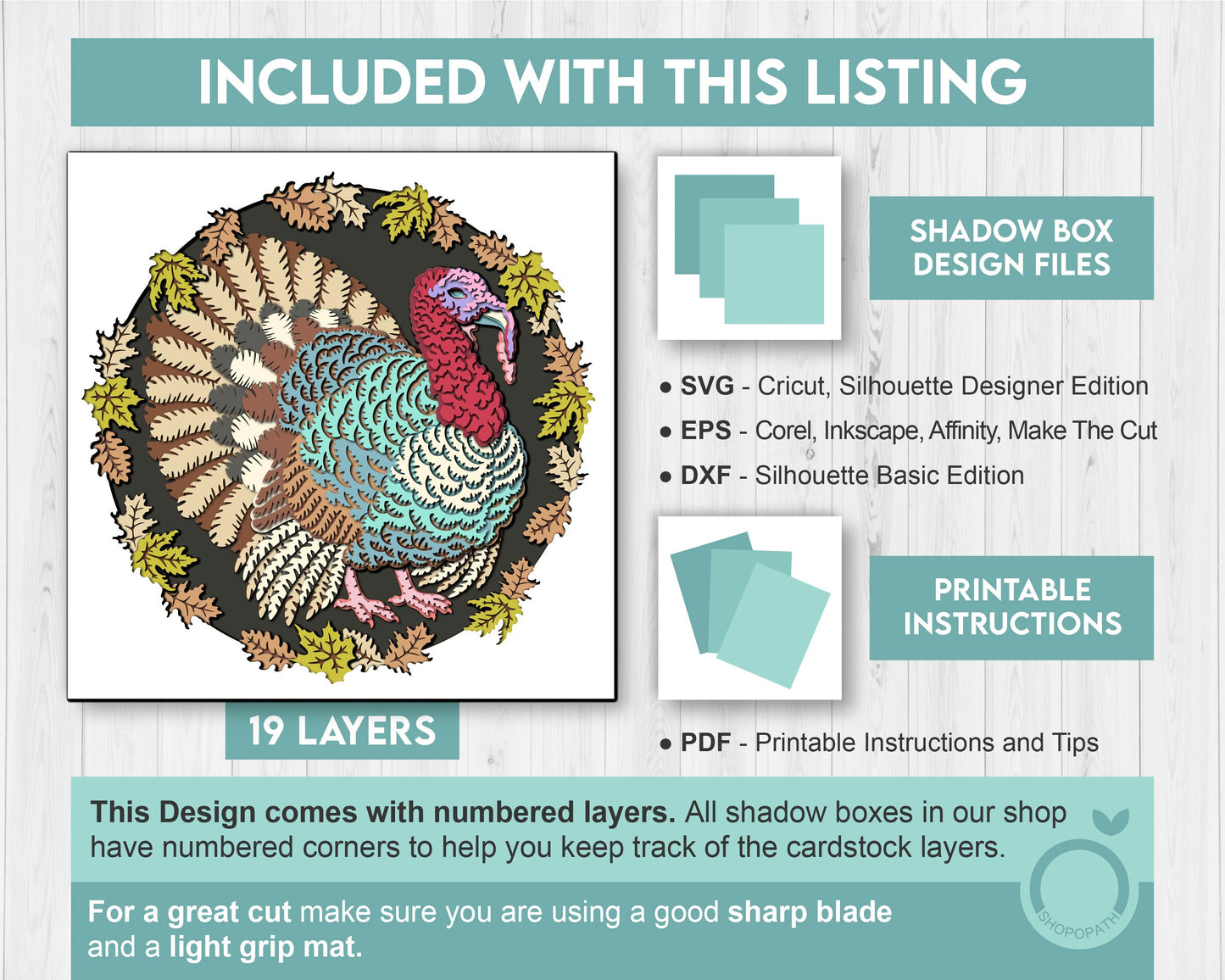3D SVG Turkey Shadow Box, 3D SVG Thanksgiving, Thanksgiving 3D Shadow Box, Fall 3D SVG, Autumn 3d Svg, Shopopath 3D Svg, Cricut Silhouette