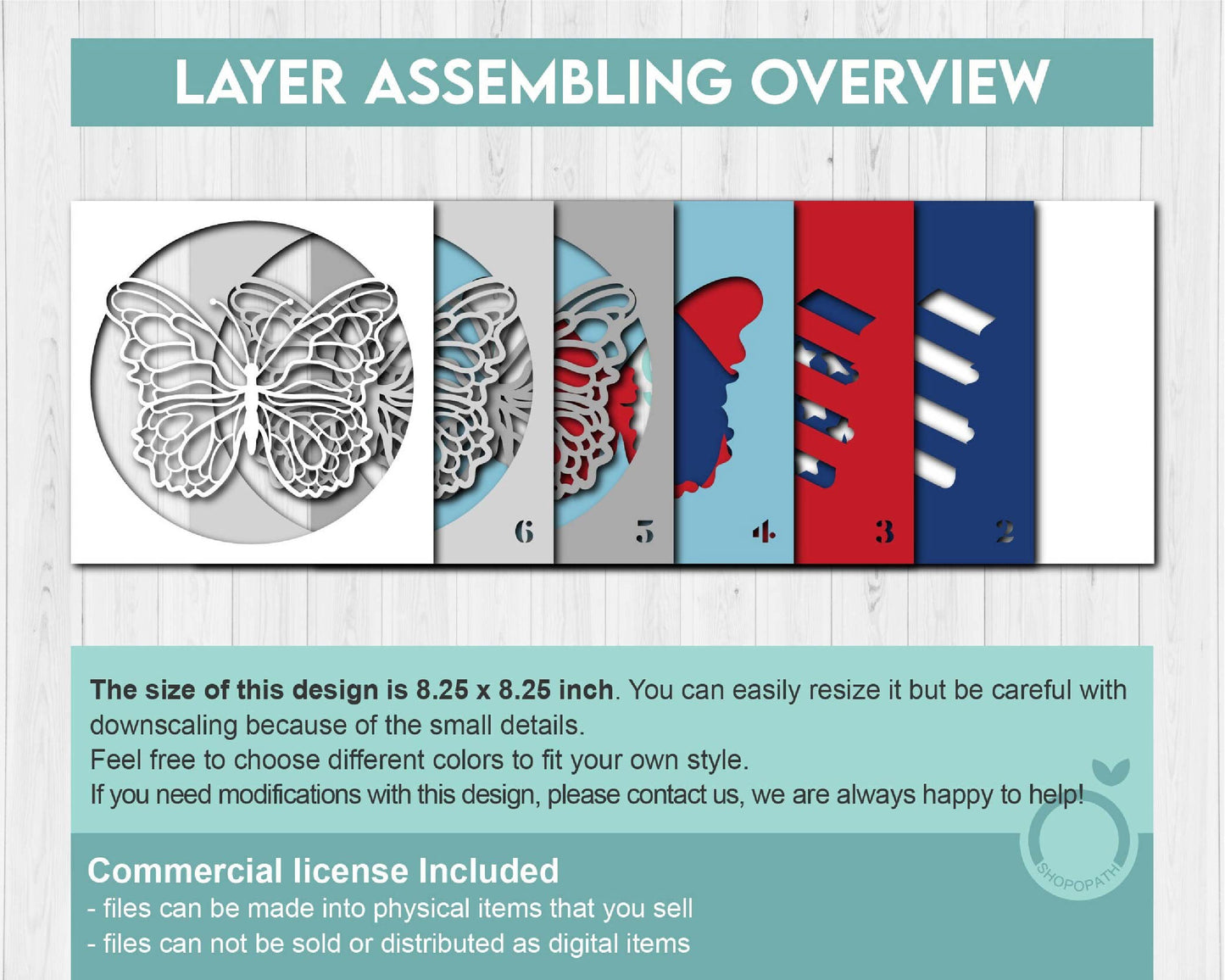 4th of July Butterfly - 3D Shadow Box Layered SVG DXF EPS (Cutting Files)
