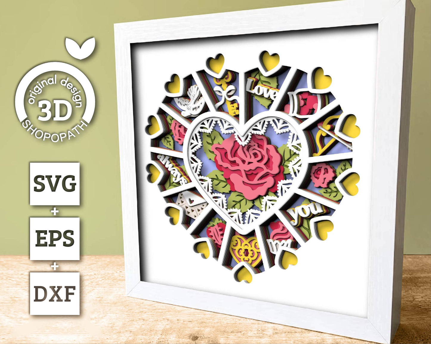 Valentine's Day Advent Calendar - 3D Shadow Box Layered SVG DXF EPS (Cutting Files)