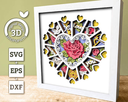 Valentine's Day Advent Calendar - 3D Shadow Box Layered SVG DXF EPS (Cutting Files)