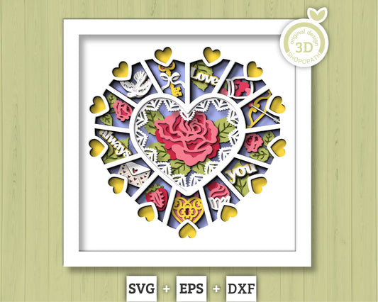 Valentine's Day Advent Calendar - 3D Shadow Box Layered SVG DXF EPS (Cutting Files)