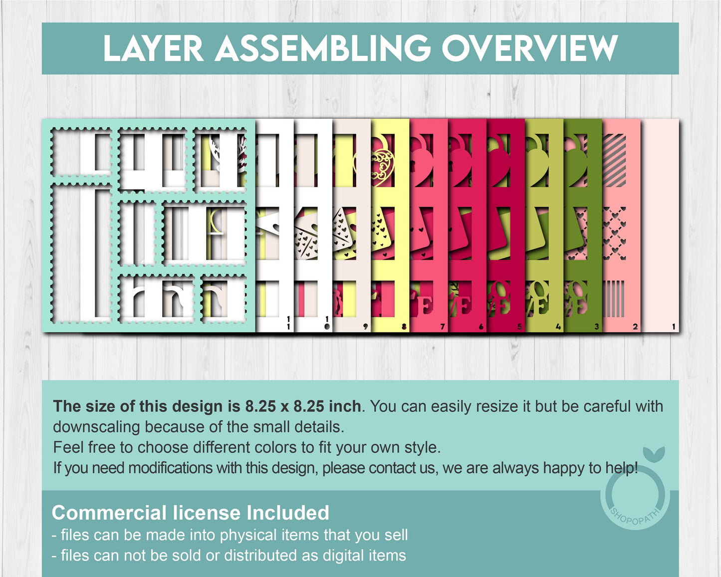 Valentine's Day Love Stamps - 3D Shadow Box Layered SVG DXF EPS (Cutting Files)