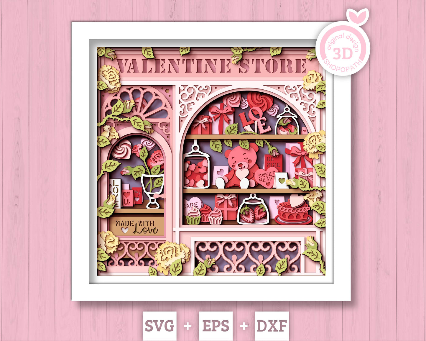 Valentine's Day Store - 3D Shadow Box Layered SVG DXF EPS (Cutting Files)