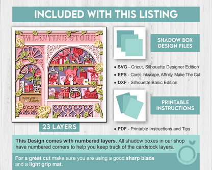 Valentine's Day Store - 3D Shadow Box Layered SVG DXF EPS (Cutting Files)