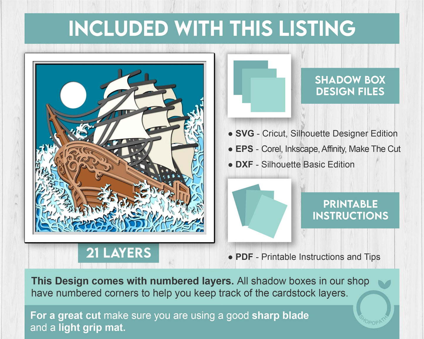 3D SVG Sailing Ship Shadow Box, Ship 3D Svg, Beach 3d Svg, Sea 3D svg, Summer 3d Svg, Sailboat 3d svg, 3D SVG Boat Cricut Silhouette