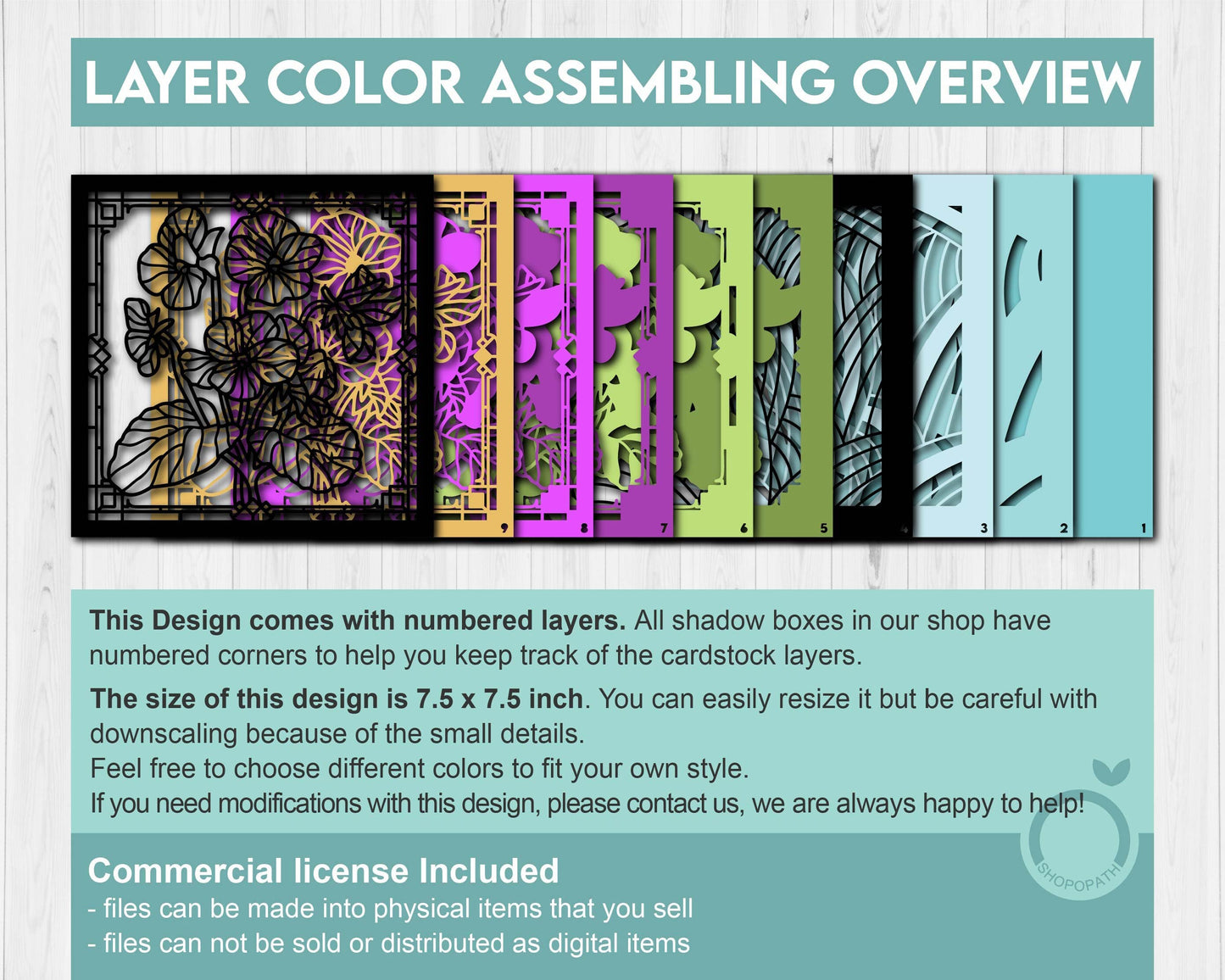 3D SVG Stained Glass Violet Flowers Shadow Box, 3D Flowers svg, 3D Floral Stained Glass Papercut, Violets Shadow Box svg, Cricut Silhouette