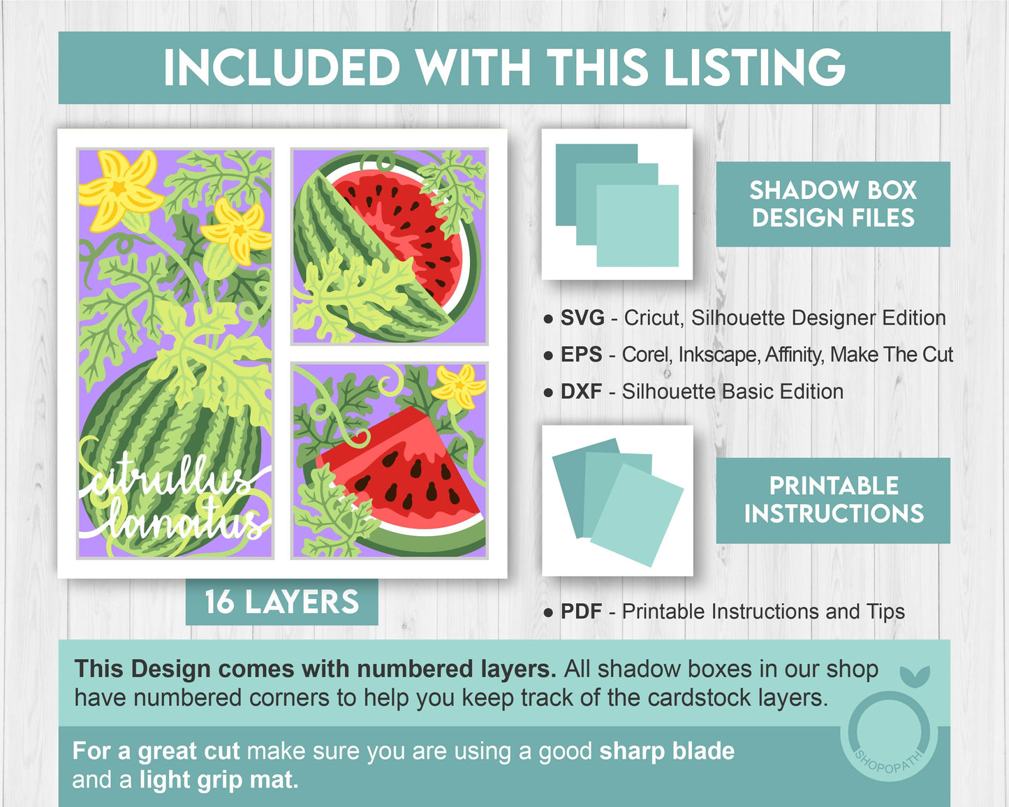 3D SVG Watermelon Shadow Box SVG, Summer Shadow Box, Watermelon Slice 3d SVG, Flowers 3d svg, Summer Fruits Layered 3d svg Cricut Silhouette