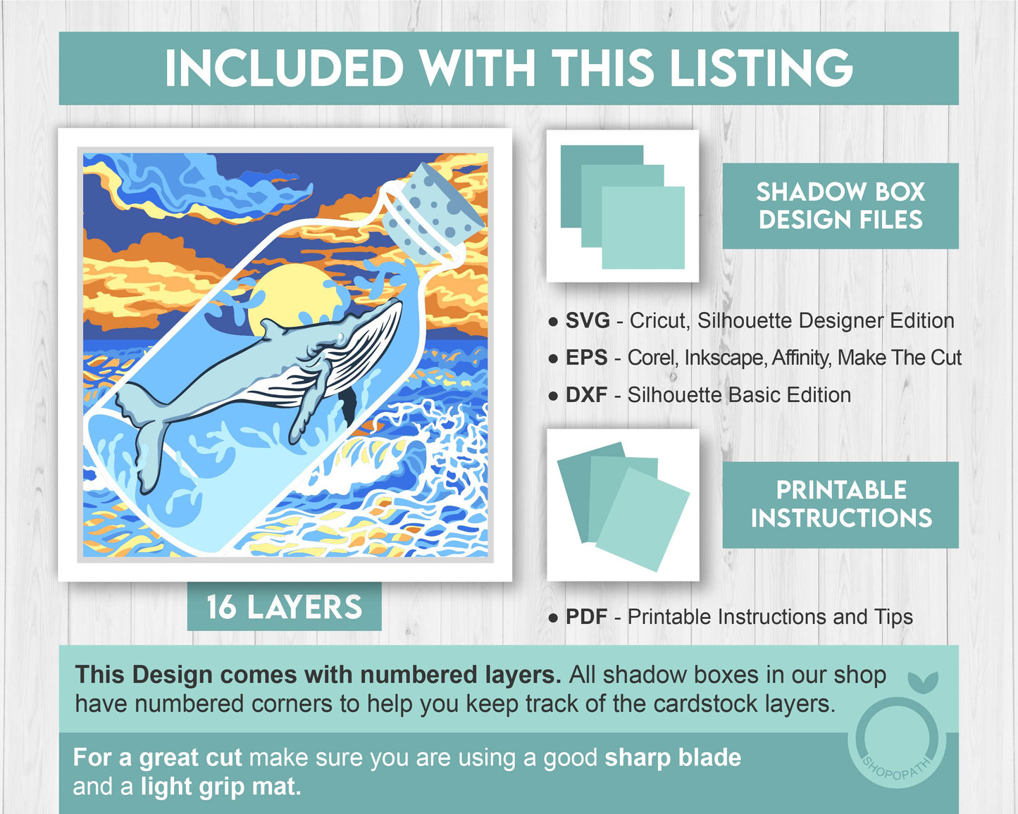 3D SVG Whale With Sunset Shadow Box, Sunset 3D Svg, Bottle 3d Svg, Whale 3d svg, Summer 3d Svg, 3D SVG Beach Shadow Box Cricut Silhouette