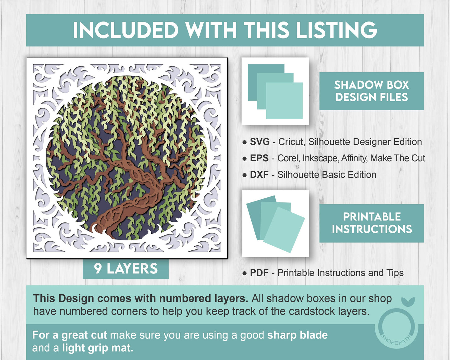 3D Willow Tree With Lace Frame Shadow Box SVG, Willow Tree 3D SVG, 3D Layered Willow Svg, 3D Summer SVG, 3d Lace Frame svg Cricut Silhouette