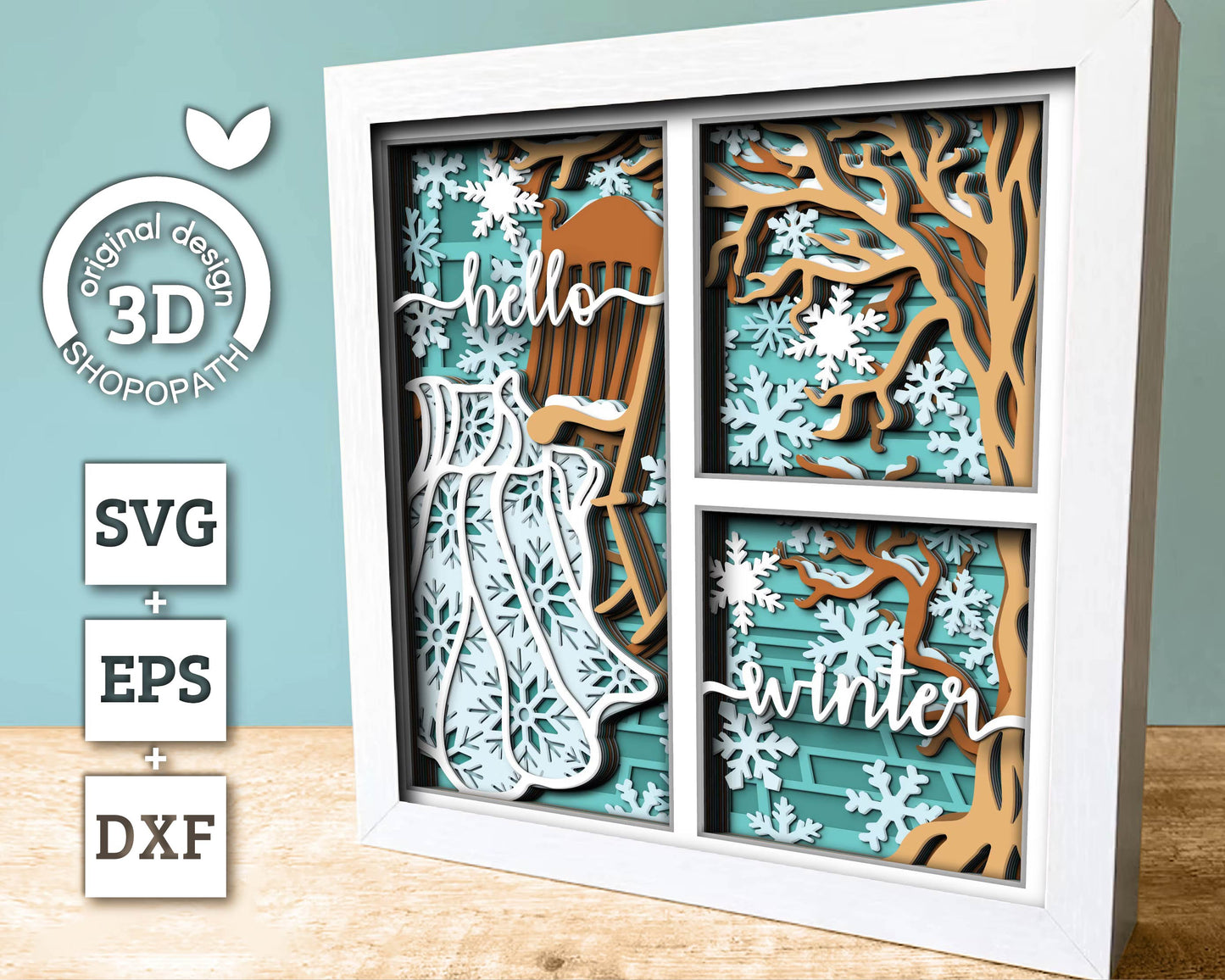3D SVG Winter Shadow Box, Layered Quilt Shadow Box Svg, Snowflakes 3D Svg, Porch Chair 3d Svg, Christmas Shadow Box svg Cricut Silhouette