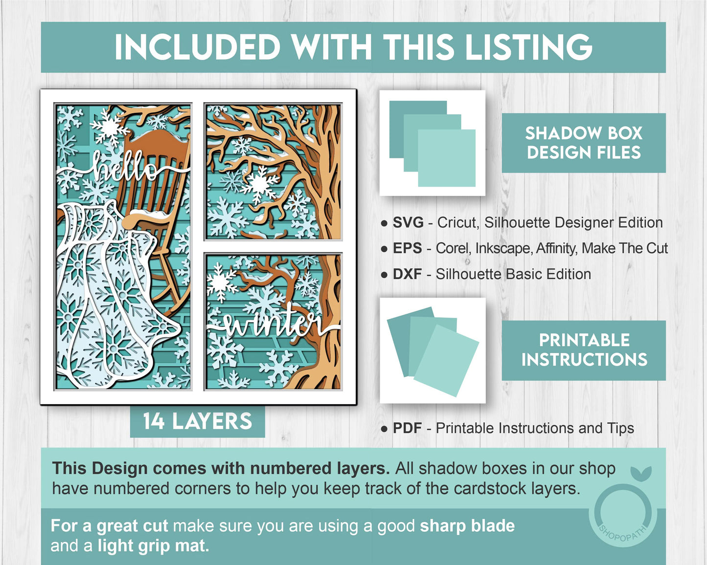 3D SVG Winter Shadow Box, Layered Quilt Shadow Box Svg, Snowflakes 3D Svg, Porch Chair 3d Svg, Christmas Shadow Box svg Cricut Silhouette