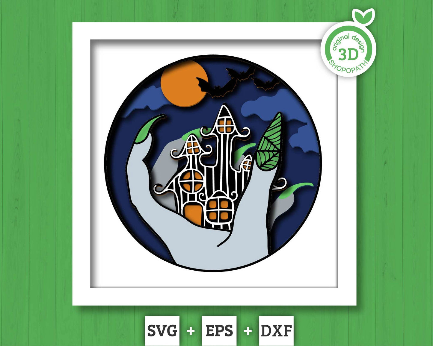 3D Layered Halloween SVG EPS, Scary Shadow Box, Witch 3D Svg Layered Papercut svg, 3d Halloween, Witch Hand svg, Cricut Silhouette
