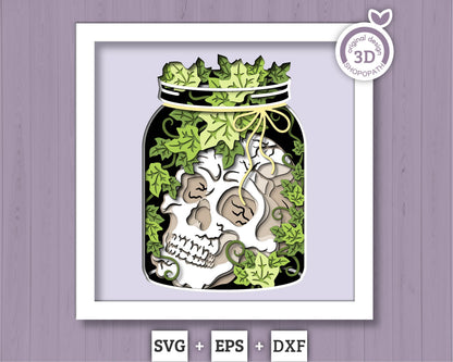 3D SVG Witch Potion Bottle Shadow Box, Halloween Shadow Box 3D Svg, Layered Potion Bottle 3D SVG Witch 3d SVG Skull 3D Svg Cricut Silhouette