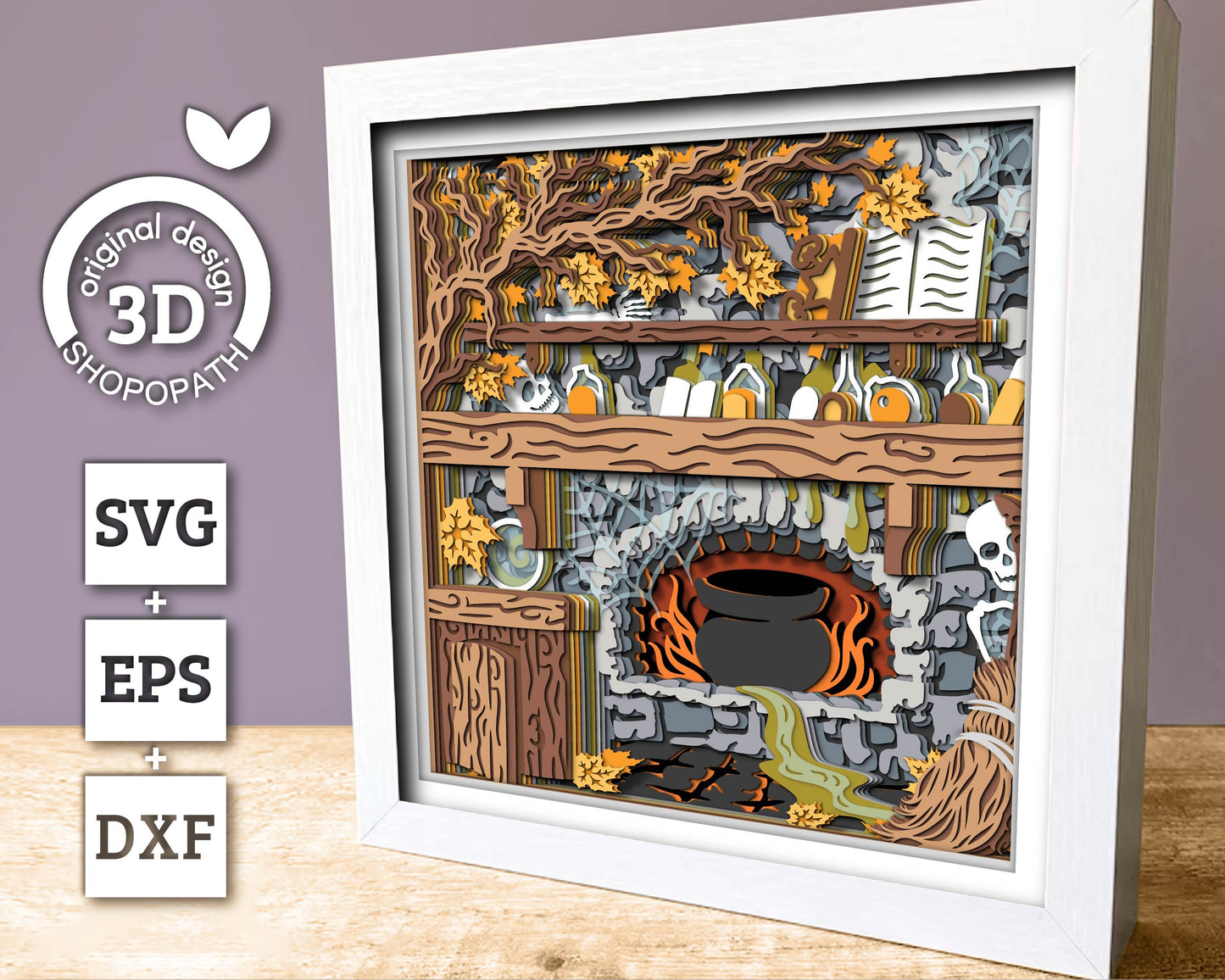 3D SVG Witch Kitchen Shadow Box, Halloween Shadow Box 3D Svg, Haunted House 3D SVG, Potions 3d SVG, Layered Witch 3d svg Cricut Silhouette