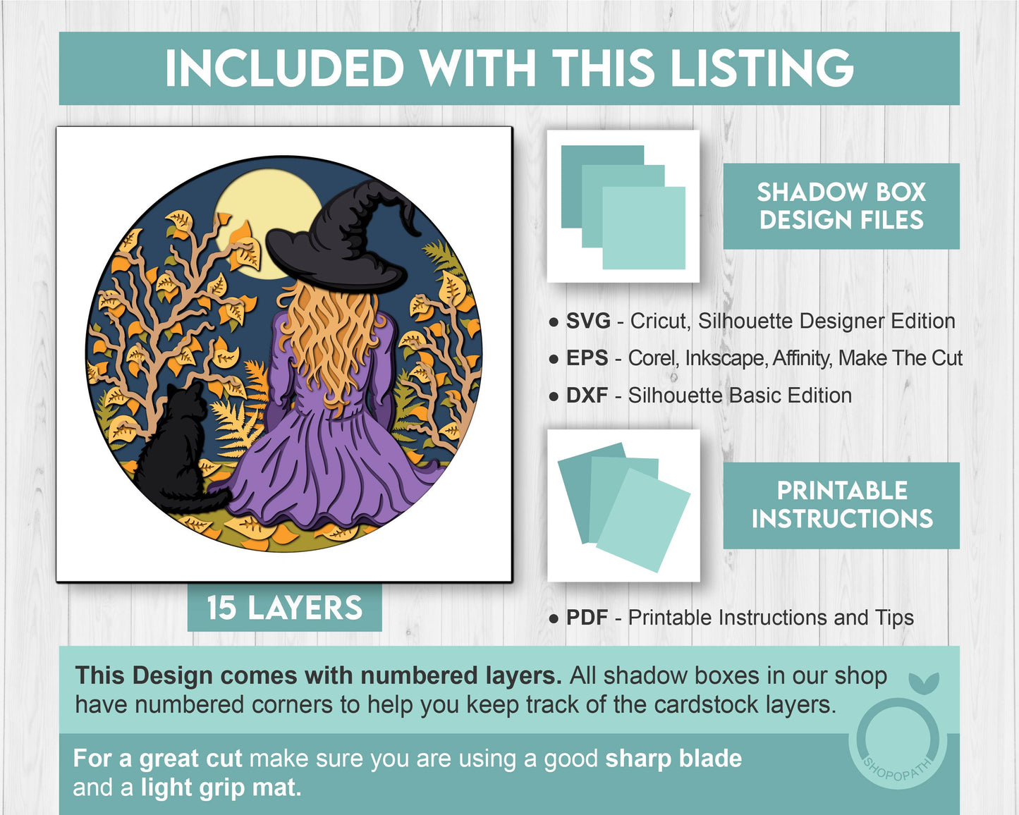 3D SVG Witch With Black Cat Shadow Box, Halloween 3D Svg, Witch 3D SVG, Layered Witch 3D svg, Black Layered Cat 3D SVG, Cricut Silhouette