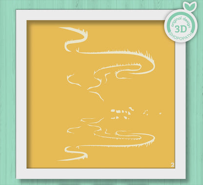 Northern Lights with Winter Cabin - 3D Shadow Box Layered SVG DXF EPS (Cutting Files)