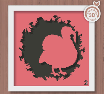 3D SVG Turkey Shadow Box, 3D SVG Thanksgiving, Thanksgiving 3D Shadow Box, Fall 3D SVG, Autumn 3d Svg, Shopopath 3D Svg, Cricut Silhouette